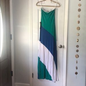 Strapless Cotton Colorblock Bebe Maxidress Small